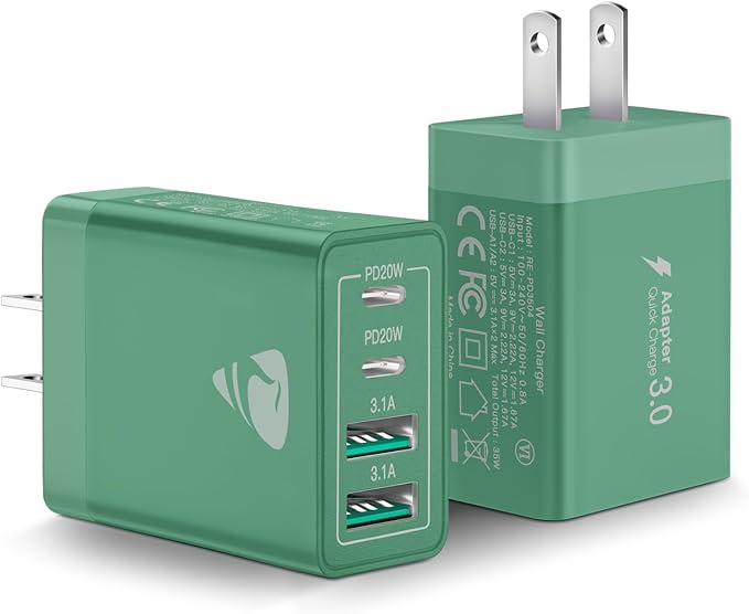 40W USB C Charger Cube, 4-Port QC +PD Power Adapter Multiport Brick Type C Box by Aiminu