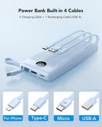 VRURC 10000mAh Power Bank Built-in Cables, Portable Charger - Image 2