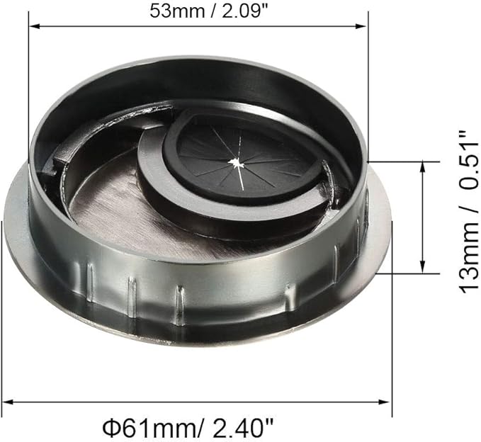 uxcell Cable Hole Cover, 2.1Inch/53mm Zinc Alloy Desk Wire Cord Cable Grommets - Image 2