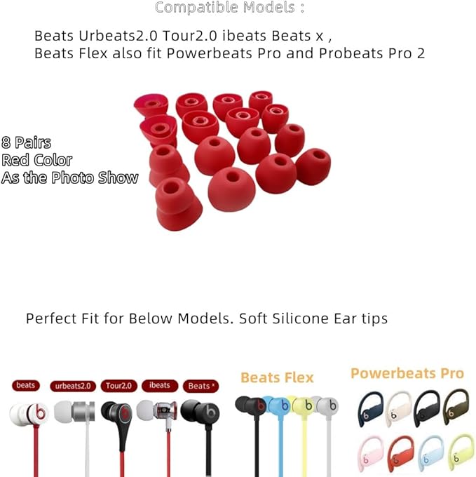 Replacement Ear Tips for Beats Urbeats2.0 Tour2.0 ibeats Beats x, Beats Flex - Image 2