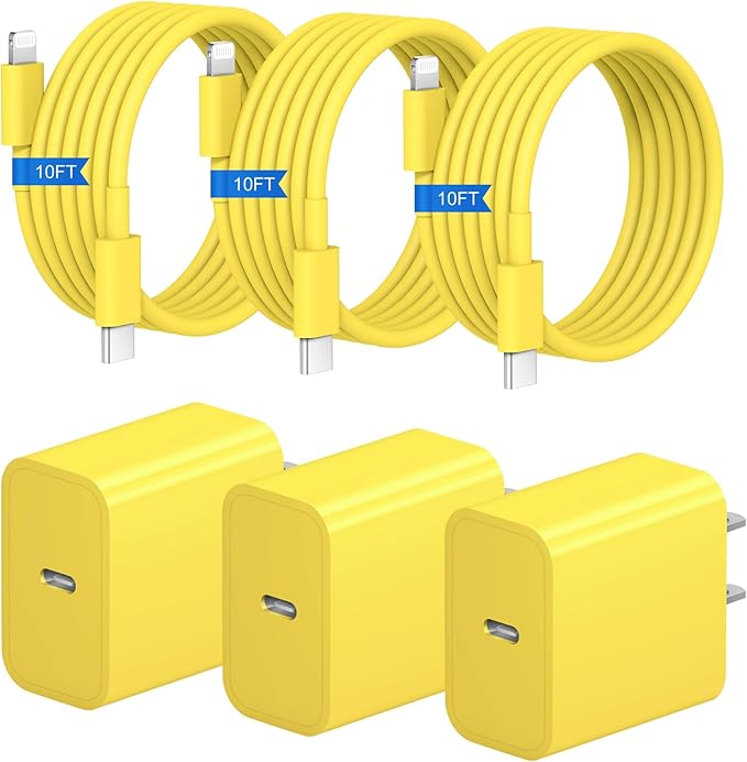 iPhone Fast Charger 3+3Pack 20W USB C Wall Charger by STAMISH