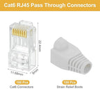 MECCANIXITY 100pcs Cat6 RJ45 Pass Through Connectors, RJ45 Connector 8P8C Gold - Image 2
