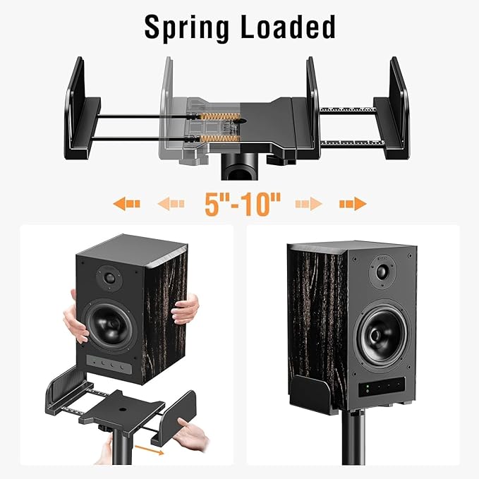 ELIVED Universal Speaker Stands Pair Height Adjustable Max 43.3", Surround - Image 3
