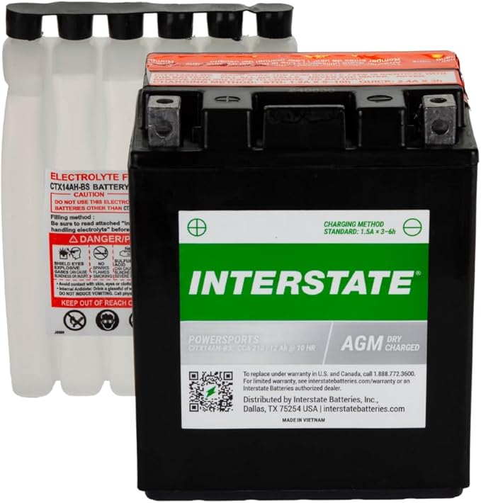 Interstate Batteries YTX14AH-BS 12V 12Ah Powersports Battery 210CCA - Image 2