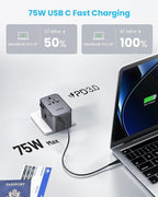 Universal Travel Adapter, VINTAR 75W GaN International Power Adapter - Image 2