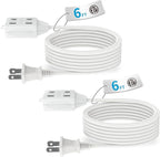 TiFFCOFiO Indoor Extension Cord, 2 Prong 6 Feet Extension Cord, 3 Polarized by TiFFCOFiO