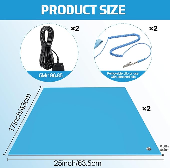 Anti-Static Mat Kits Includes Heat Resistant ESD Mats Anti Static Wrist Straps - Image 4