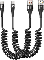 PRAKIE USB C Cable Fast Charging 5FT, Coiled USB A to USB C Cable by PRAKIE