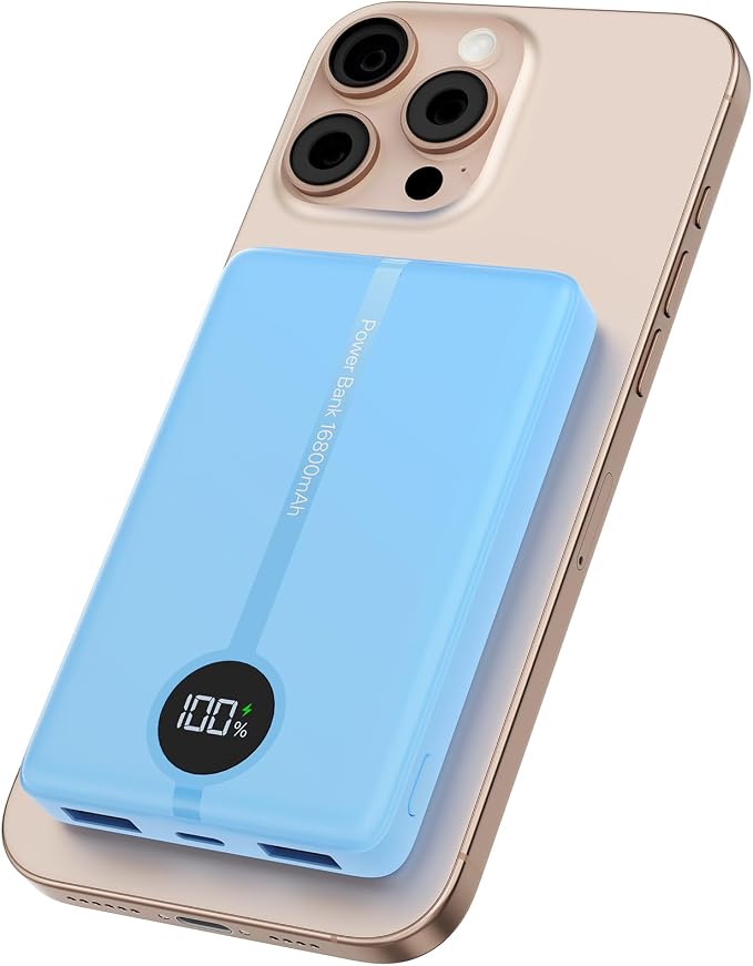 Magnetic Portable Charger, 16800mAh Wireless Power Bank, by Unknown