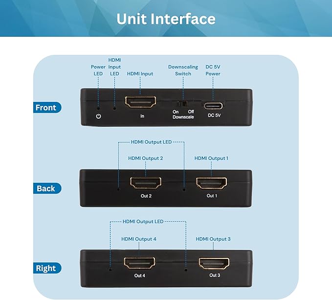 J-Tech Digital HDMI Splitter 4K 60Hz 1X4 Multi-Resolution Output HDMI 2.0 - Image 6