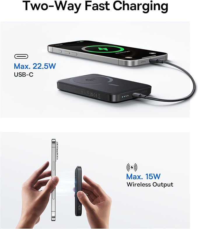Baseus for MagSafe Portable Charger, Qi2 Certified 15W Wireless Magnetic Power - Image 3