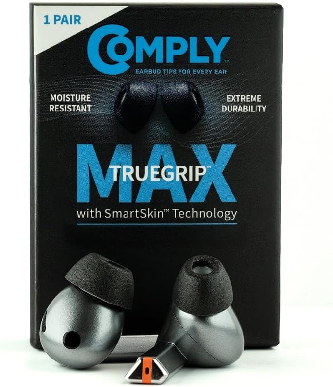 Comply TrueGrip MAX | Premium Memory Foam Replacement Earbud Tips by ComplyFoam