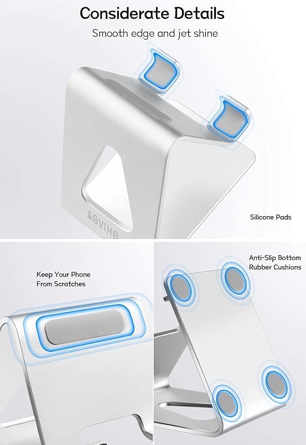 Cell Phone Stand for Desk, Desktop Phone Holder, Aluminum Mobile Phone Stand - Image 5