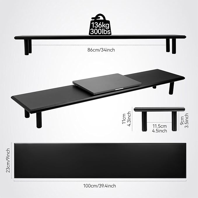 Bamboo Dual Monitor Stand Riser - Image 2