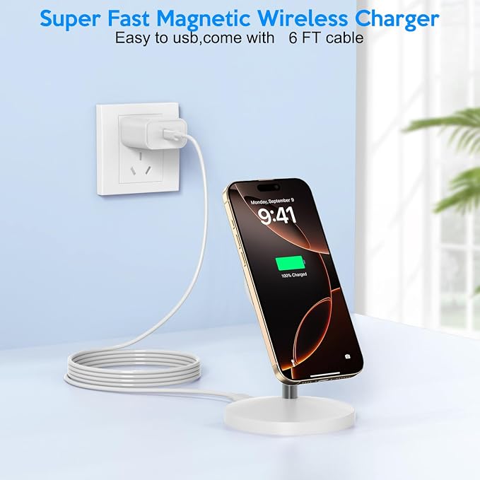 Magnetic Wireless Mag Safe Charger iPhone Stand, Magnet Wireless iPhone Charger - Image 2