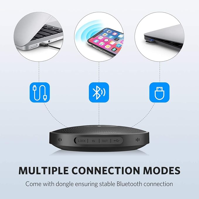 EMEET Bluetooth Speakerphone M2 Black Conference Speaker - Image 6