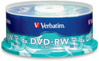 Verbatim DVD-RW 4.7GB 120Min Up to 4X Blank Discs Rewritable Up to 1000 Times – by Verbatim