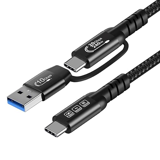 CABLEDECONN USB2.0 A to USB C 3.2 Type C 20Gbps Male to Male Detachable 1m by CABLEDECONN
