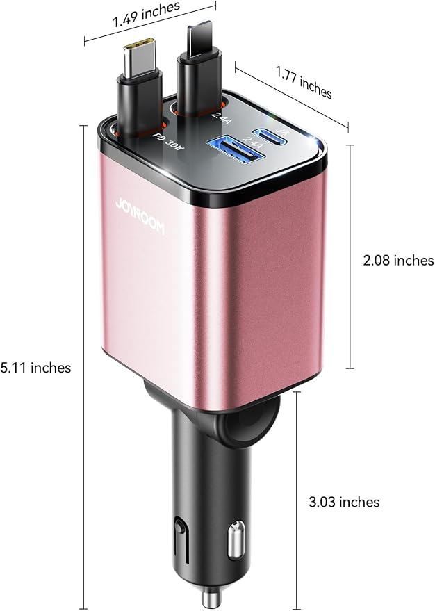 Retractable Car Charger 4 in 1 iPhone 16 Car Charger Fast Charging, Car - Image 5