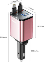 Retractable Car Charger 4 in 1 iPhone 16 Car Charger Fast Charging, Car - Image 5