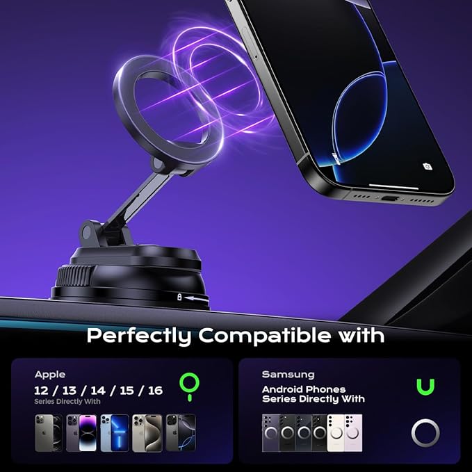 Magnetic Car Phone Holder, 360° Rotation Strong Suction Car Phone Mount - Image 6