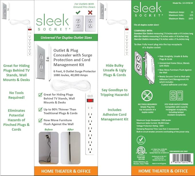 Sleek Socket Original & Patented Ultra-Thin Outlet Concealer - Image 6