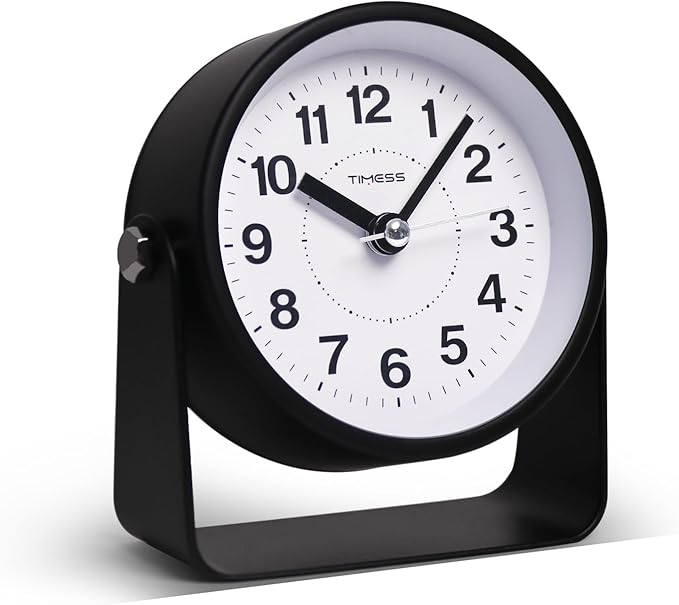 Analog Alarm Clock, Silent Non-Ticking Quartz Movement, Battery-Operated by TIMESS
