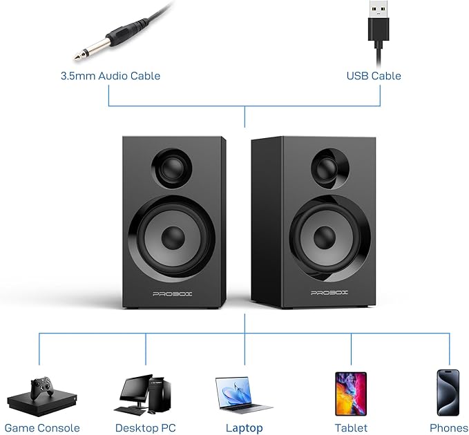 BT16 Active Bookshelf Speakers 3.5" Woofer - Image 2
