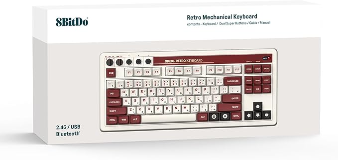 8Bitdo 87 Keys Retro Mechanical Keyboard Bluetooth/2.4G/USB-C, Hot Swappable - Image 9