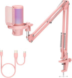 FEELWORLD VM1 Pink Gaming PC USB Microphone Condenser Mic by Feelworld