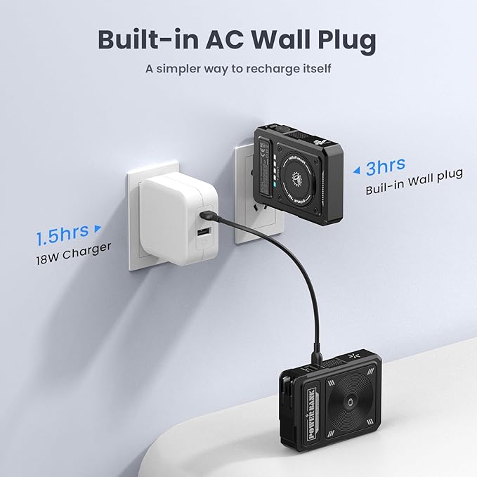 for Magsafe Battery Pack 10000mAh, 5-in-1 Magnetic Power Bank Built in AC Plug - Image 4
