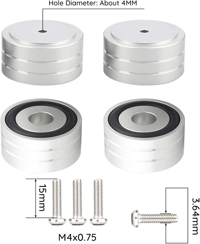Audiocrast 4X Silver HiFi Speaker Isolation Feet Pad, Aluminum 40x20mm Audio - Image 4