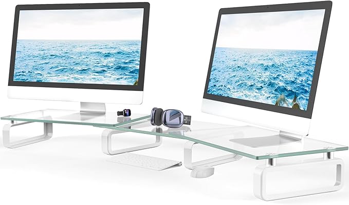 Hemudu Dual Monitor Stand, Computer Monitor Stand, Desktop Organizer, Monitor by HEMUDU