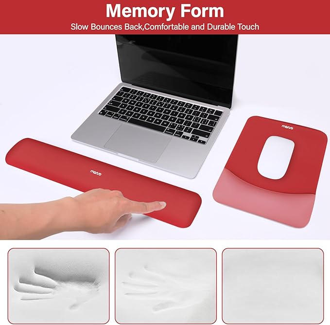 MOSISO Wrist Rest Support for Mouse Pad&Keyboard Set, Rectangular Ergonomic - Image 4