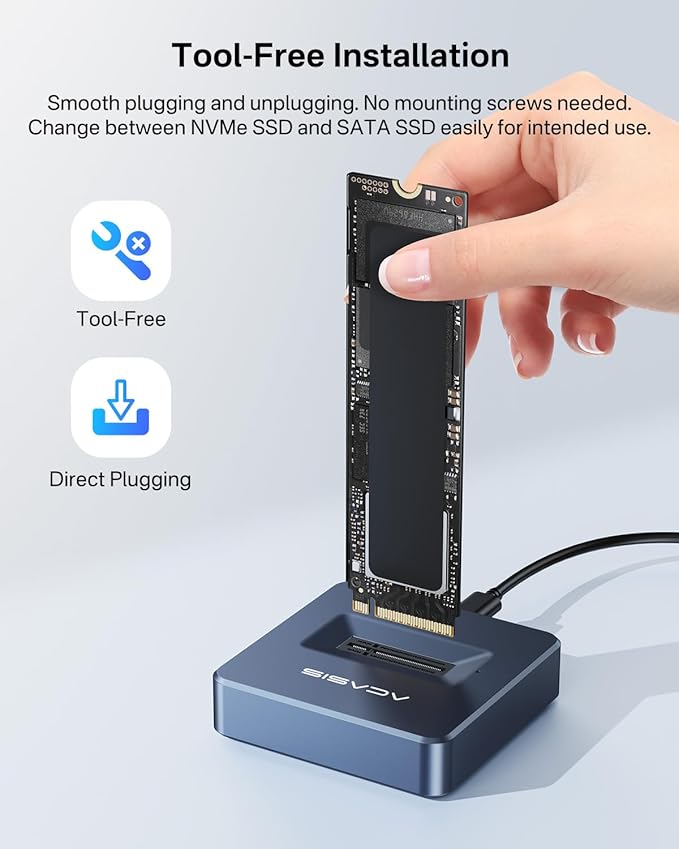 ACASIS NVME SSD Reader Adapter, Aluminium Alloy Housing Fast Heat Dissipation - Image 5
