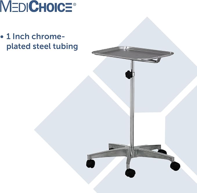 MediChoice Mobile Instrument Stand Steel Portable Adjustable Tray Medical - Image 7