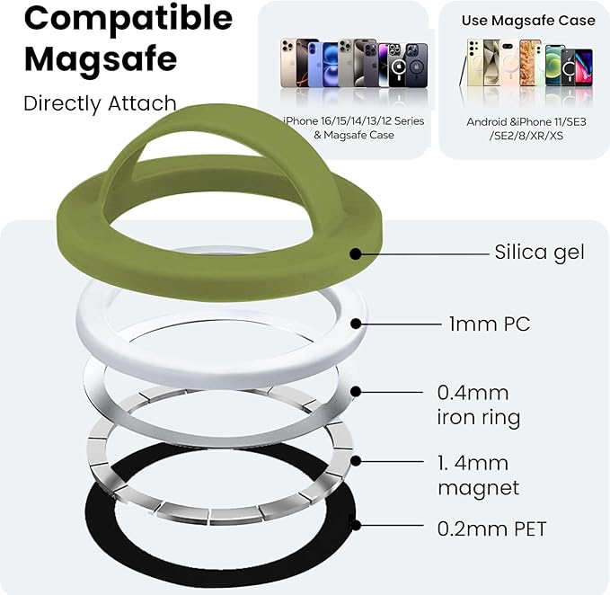 Magnetic Silicone Ring Grip Phone Holder, Loop Grip Phone Holder, Magnetic - Image 4
