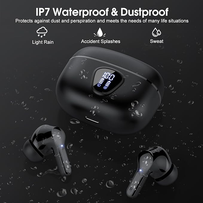 Wireless Earbuds, IP7 Waterproof in Ear Earphones, LED Display Ear Buds - Image 7