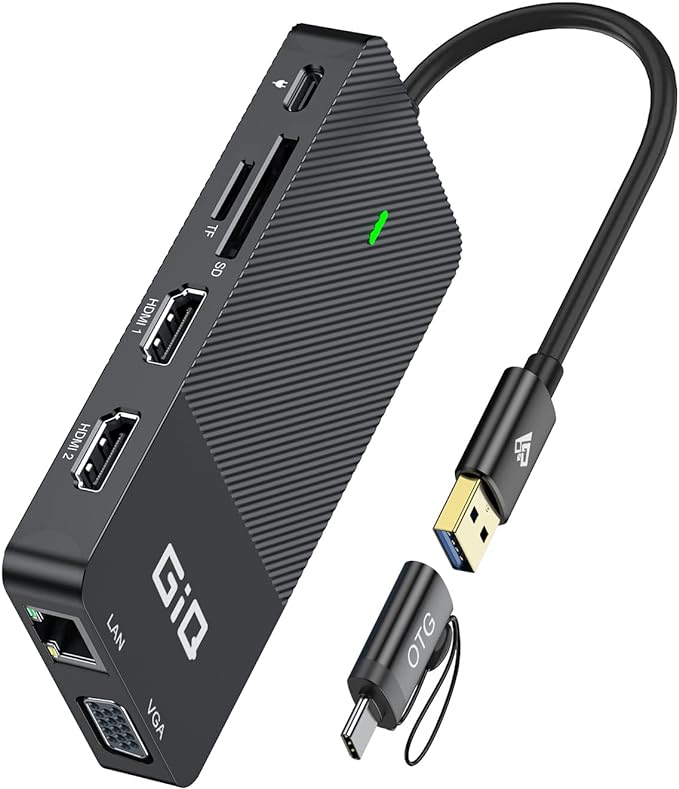 USB Docking Station GIQ USB C HUB USB 3.0 to Dual HDMI VGA Adapter Triple by GIQ