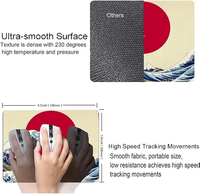 Gaming Mouse Pad, Japanese The Great Wave Off Kanagawa Mouse Pad Non-Slip - Image 3