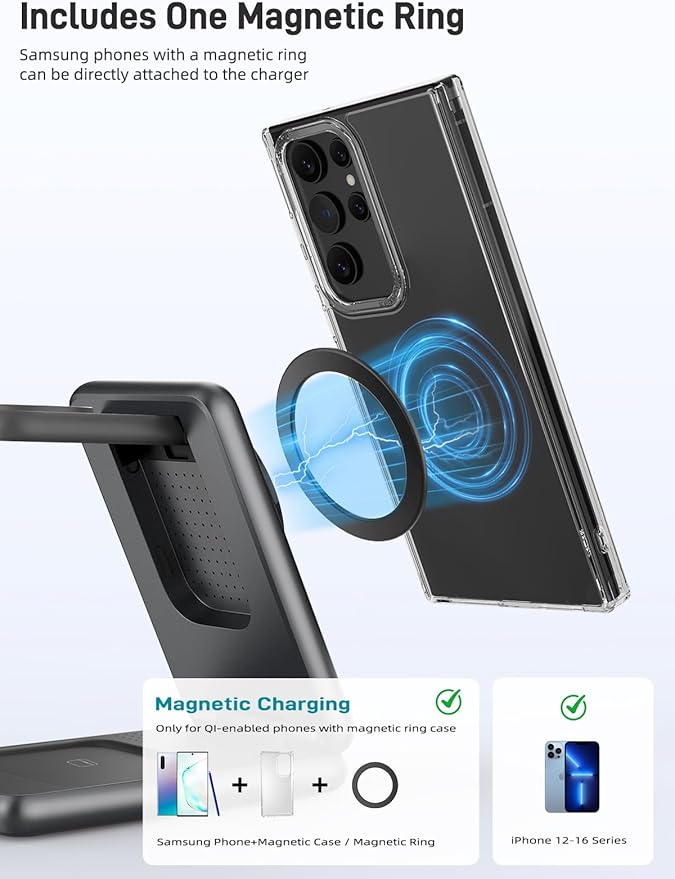 Magnetic Wireless Charger for Samsung, 3 in 1 Foldable MagSafe Charging Station - Image 5