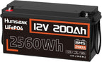 12V 200Ah LiFePO4 Lithium Battery, Built-in 200A BMS, Rechargeable Deep Cycles by HumsiENK