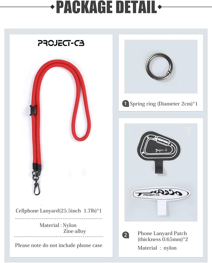 project-cb Cell Phone Lanyard ×1, Tether Tab ×2, Universal Adjustable Phone - Image 7