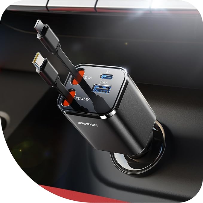 84W Retractable Car Charger, Car Charger USB C by JOYROOM