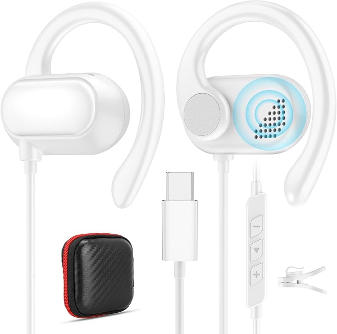 USB Type C Headphone Open Ear Adjustable Over Ear Hook Headset Corded Earphone by TOPAUX