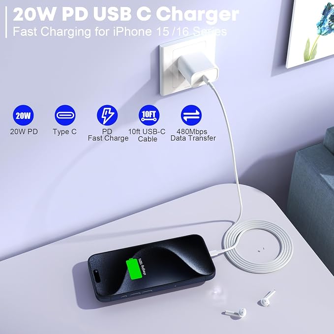 Fast Charger for iPhone 16/15 Charger, 10FT Extra Long Fast Charging 3Pack - Image 2