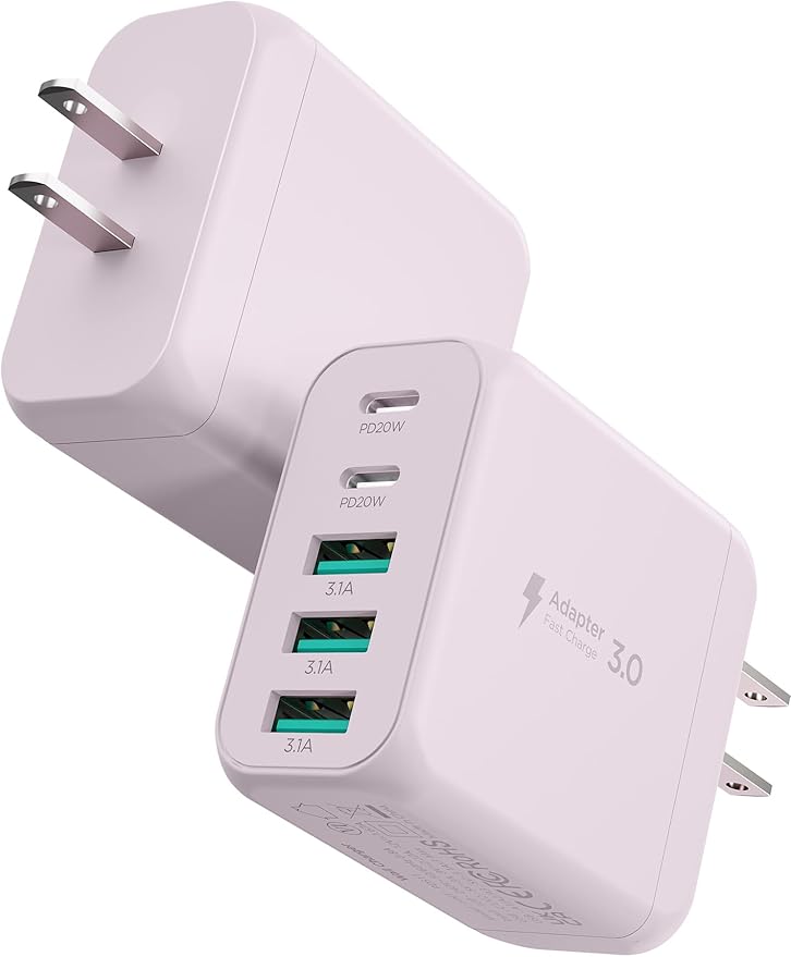 2-Pack Type C Fast Charging, 50W 5-Port USB Wall Charger Cube by EIZLXQ