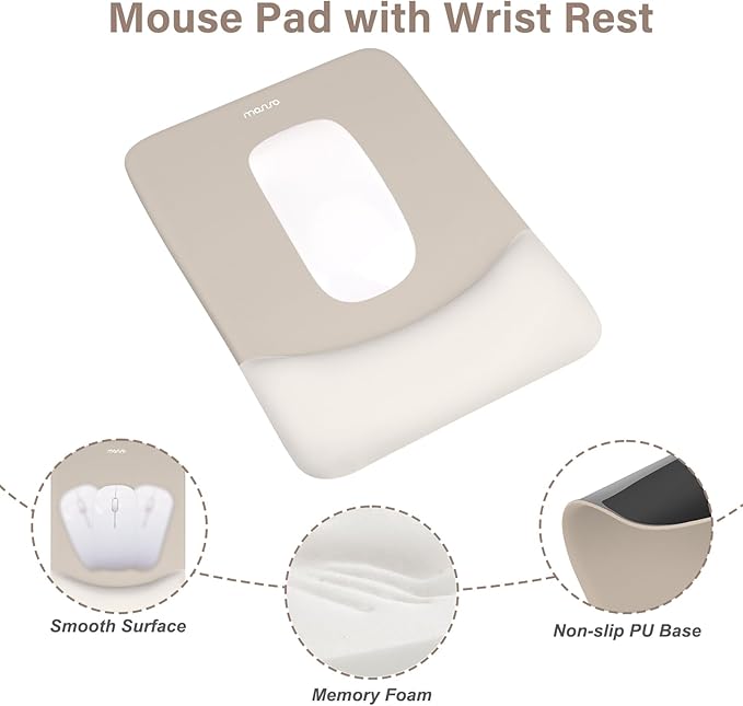 MOSISO Wrist Rest Support for Mouse Pad&Keyboard Set, Rectangular Ergonomic - Image 3