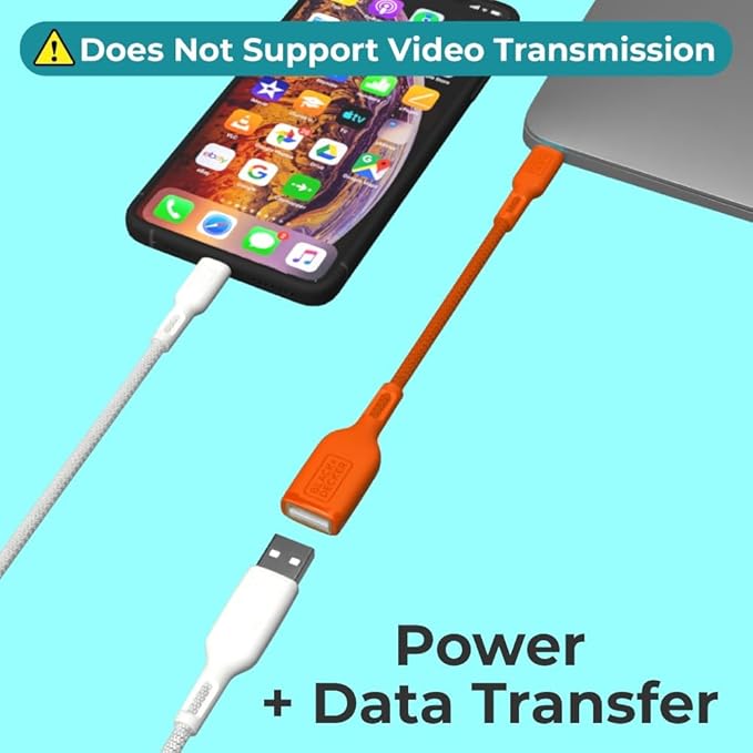 BLACK+DECKER USB C to USB A Adapter, USB C Male to USB Female Adapter Nylon - Image 5