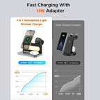 4-in-1 Wireless Charger with Adjustable Night Light, Magnetic Foldable Stand - Image 5